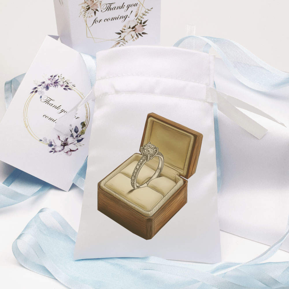 'Diamond Engagement Ring in Ring Box' Satin Drawstring Bag/Pouch (SB052193) - Picture 8 of 25