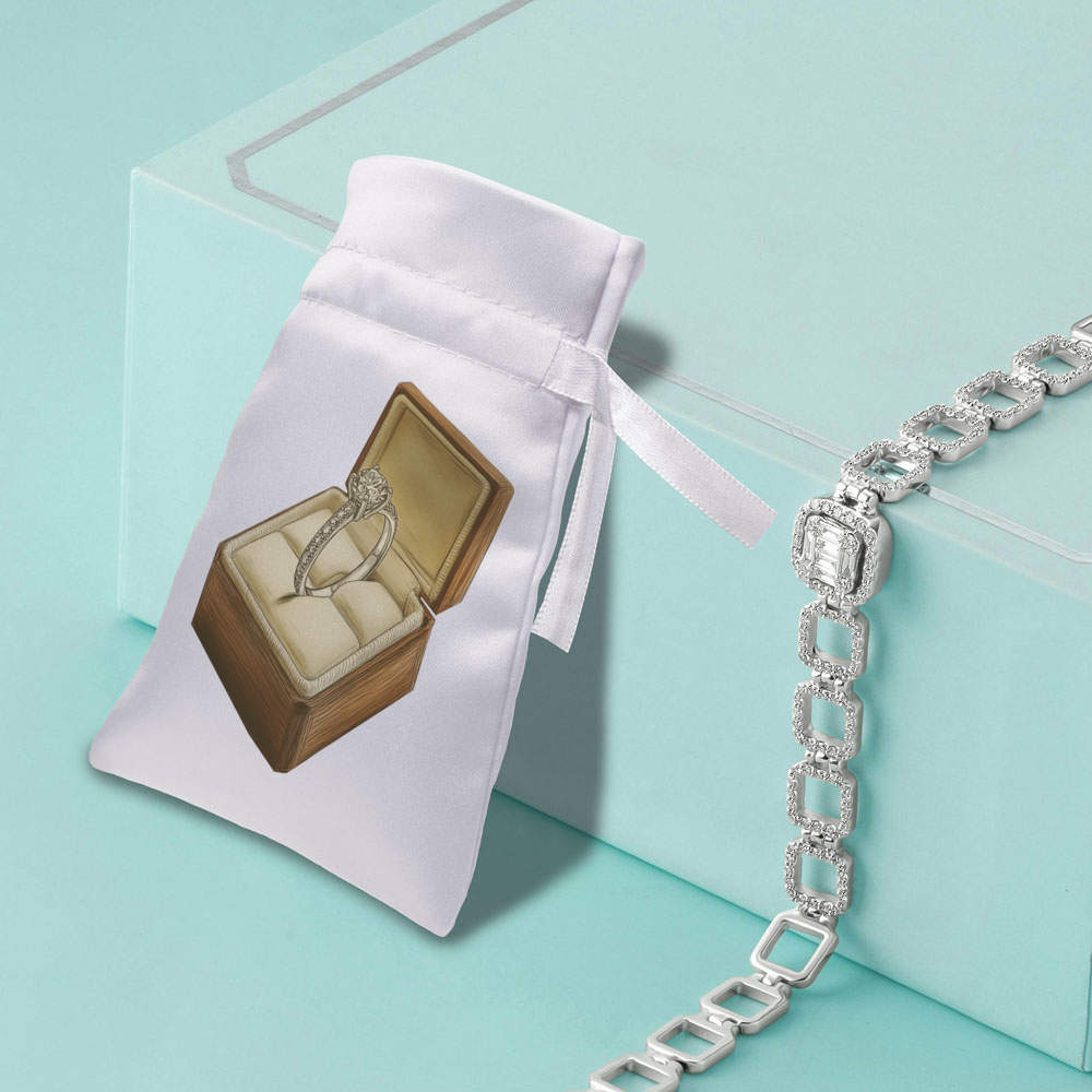 'Diamond Engagement Ring in Ring Box' Satin Drawstring Bag/Pouch (SB052193) - Picture 10 of 25