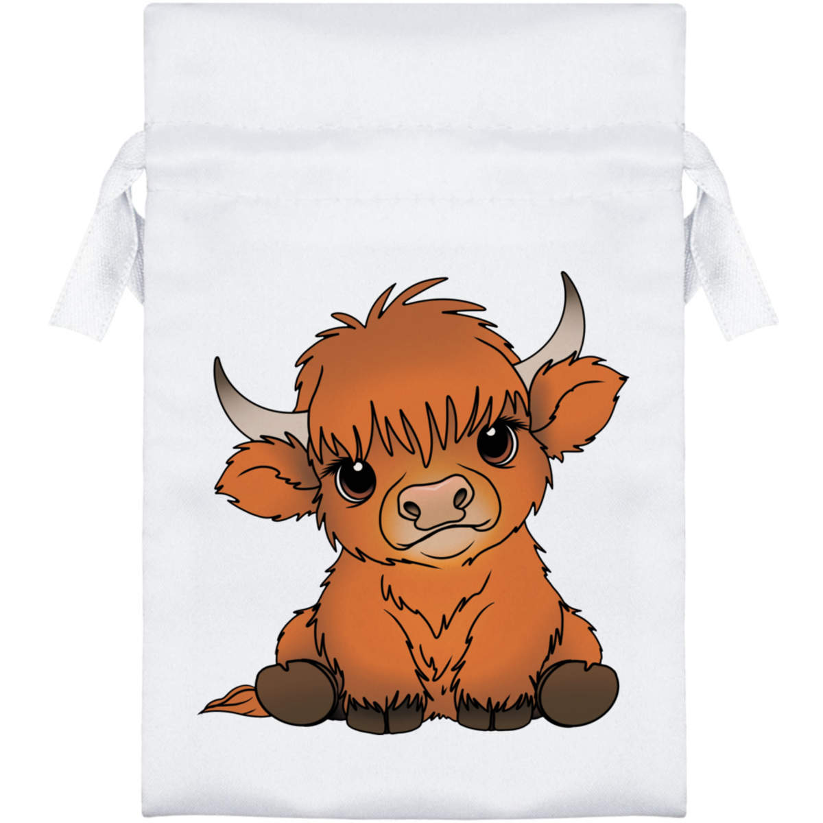 'Baby Highland Cow' Satin Drawstring Bag/Pouch (SB052510)