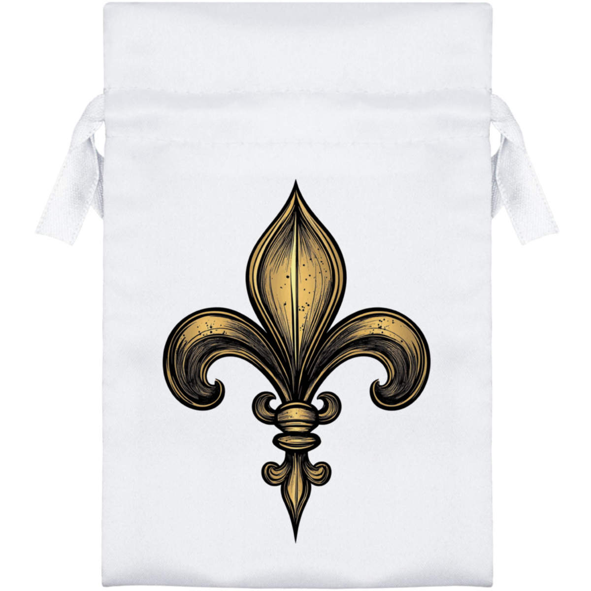 'Fleur De Lis' Satin Drawstring Gift Bag - 10cm x 15cm - Pouch for Wedding Favours, Jewellery, Sweets and Parties (SB00114021)