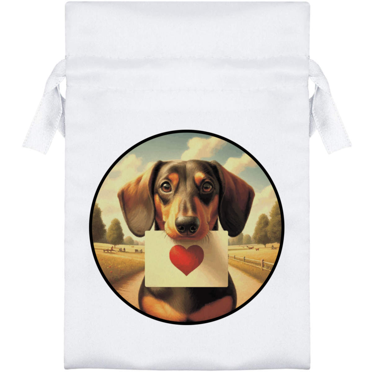 'Dachshund Love Note' Satin Drawstring Bag/Pouch (SB053076)