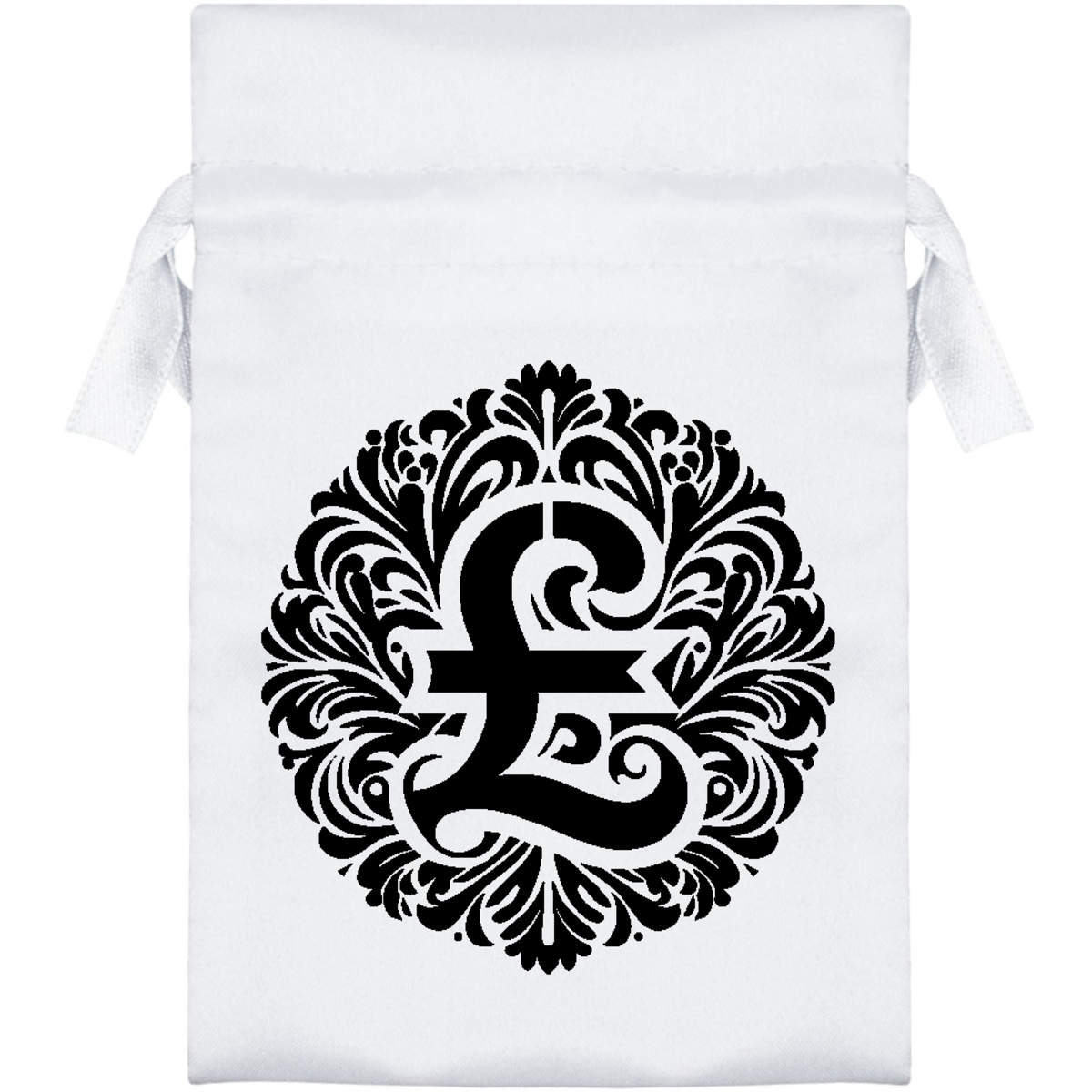 'Decorative Pound Sign' Satin Drawstring Gift Bag - 10cm x 15cm - Pouch for Wedding Favours, Jewellery, Sweets and Parties (SB00116469)