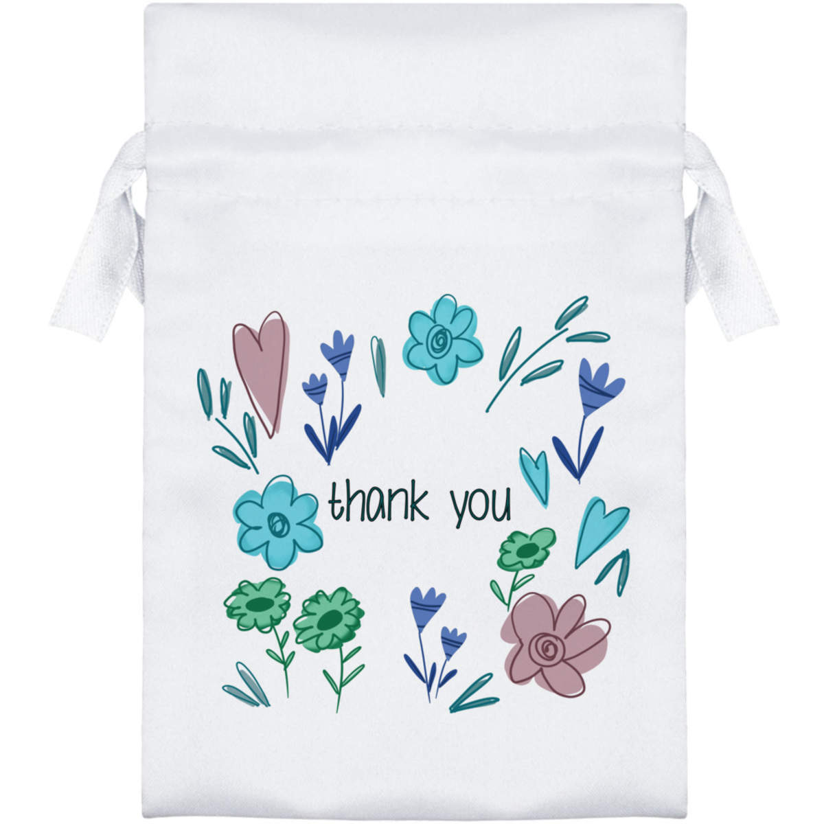 'Thank You' Satin Drawstring Bag/Pouch (SB053181)