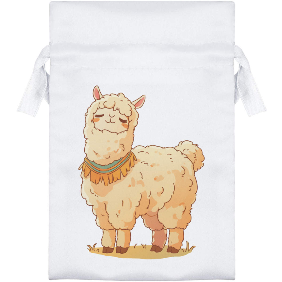 'Cute Llama Standing' Satin Drawstring Bag/Pouch (SB053948)