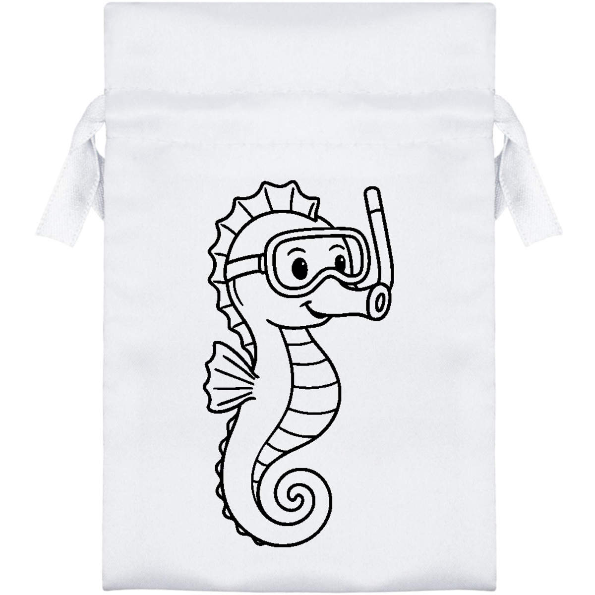 'Snorkling Seahorse' Satin Drawstring Bag/Pouch (SB054601)