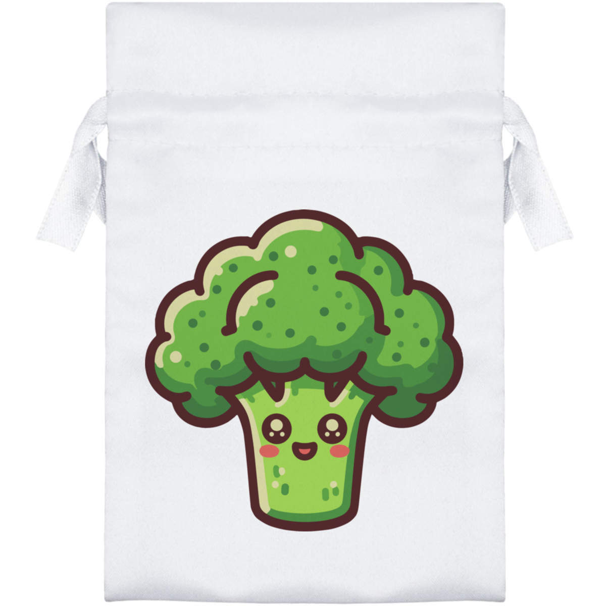 'Cute Broccoli Head' Satin Drawstring Gift Bag - Gift Pouch for Wedding Favours, Jewellery and Parties (SB054804)