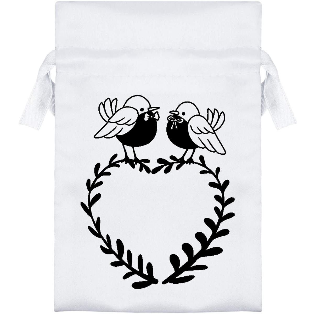 'Robins in Love' Satin Drawstring Bag/Pouch (SB055010)