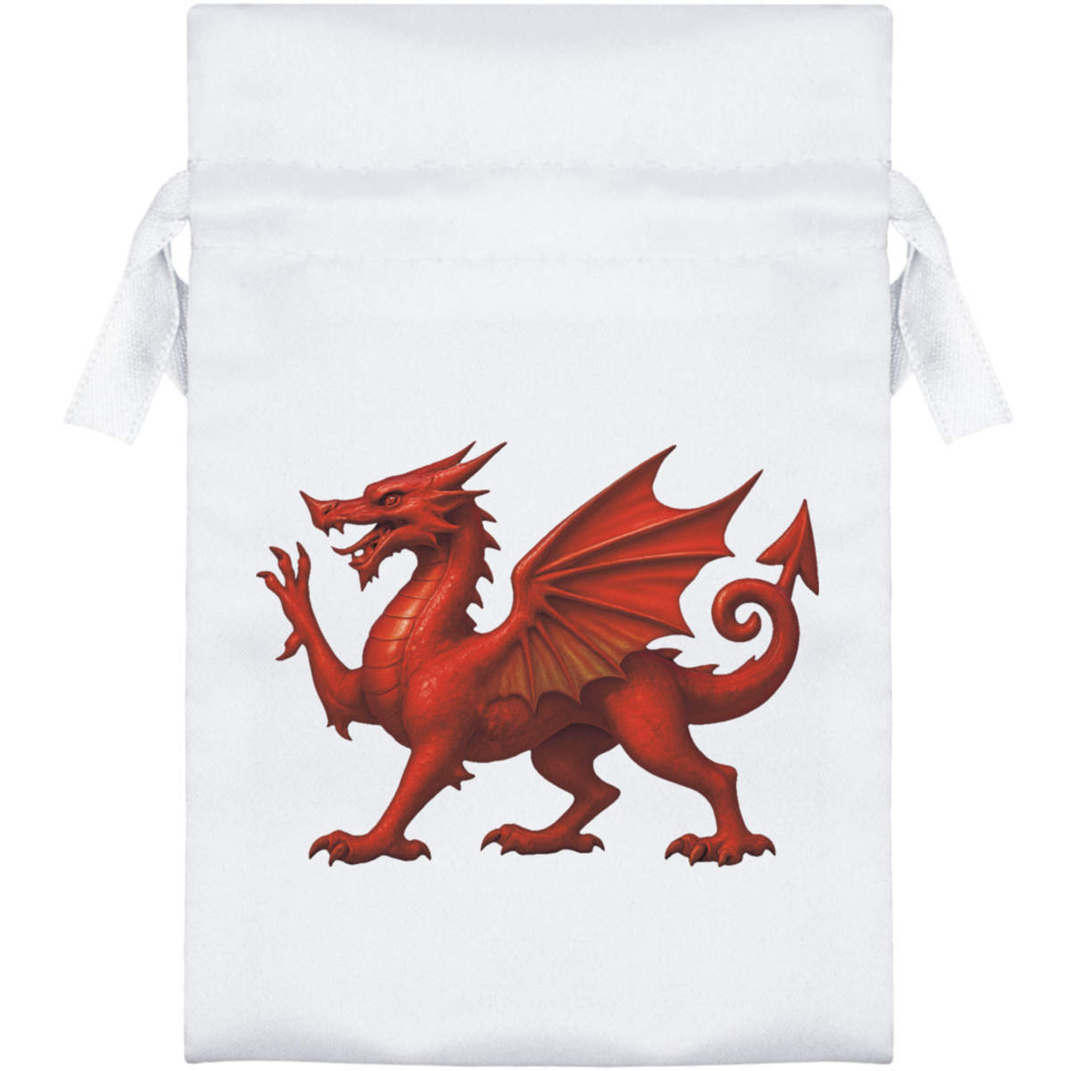 'Red Welsh Dragon' Satin Drawstring Bag/Pouch (SB055266)