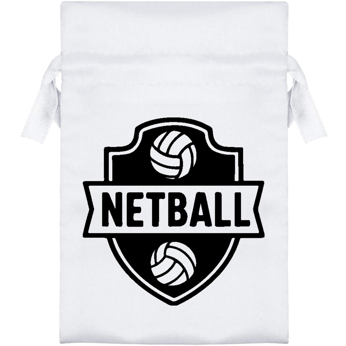 'Netball Emblem' Satin Drawstring Bag/Pouch (SB055327)