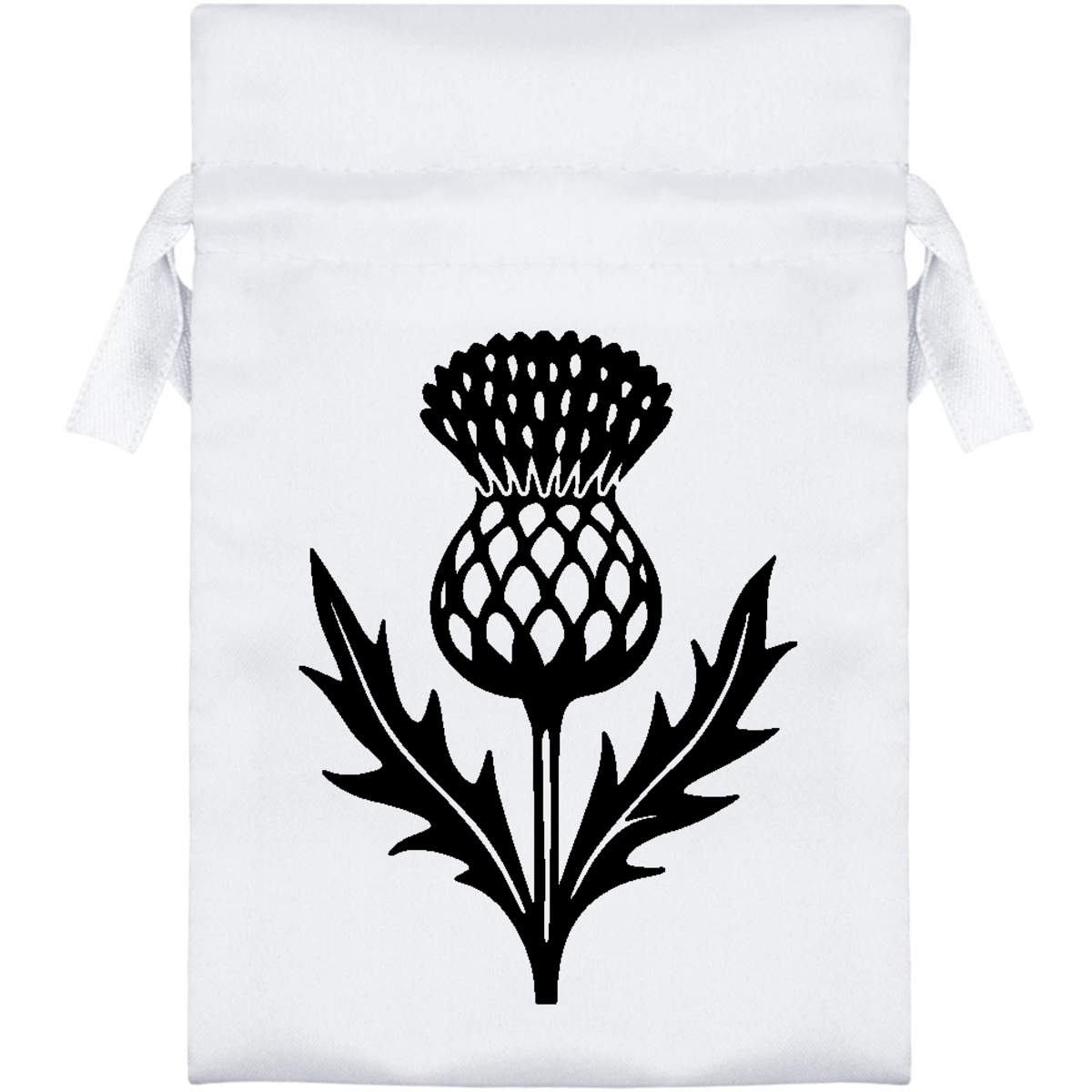 'Blooming Thistle Flower' Satin Drawstring Bag/Pouch (SB055386)