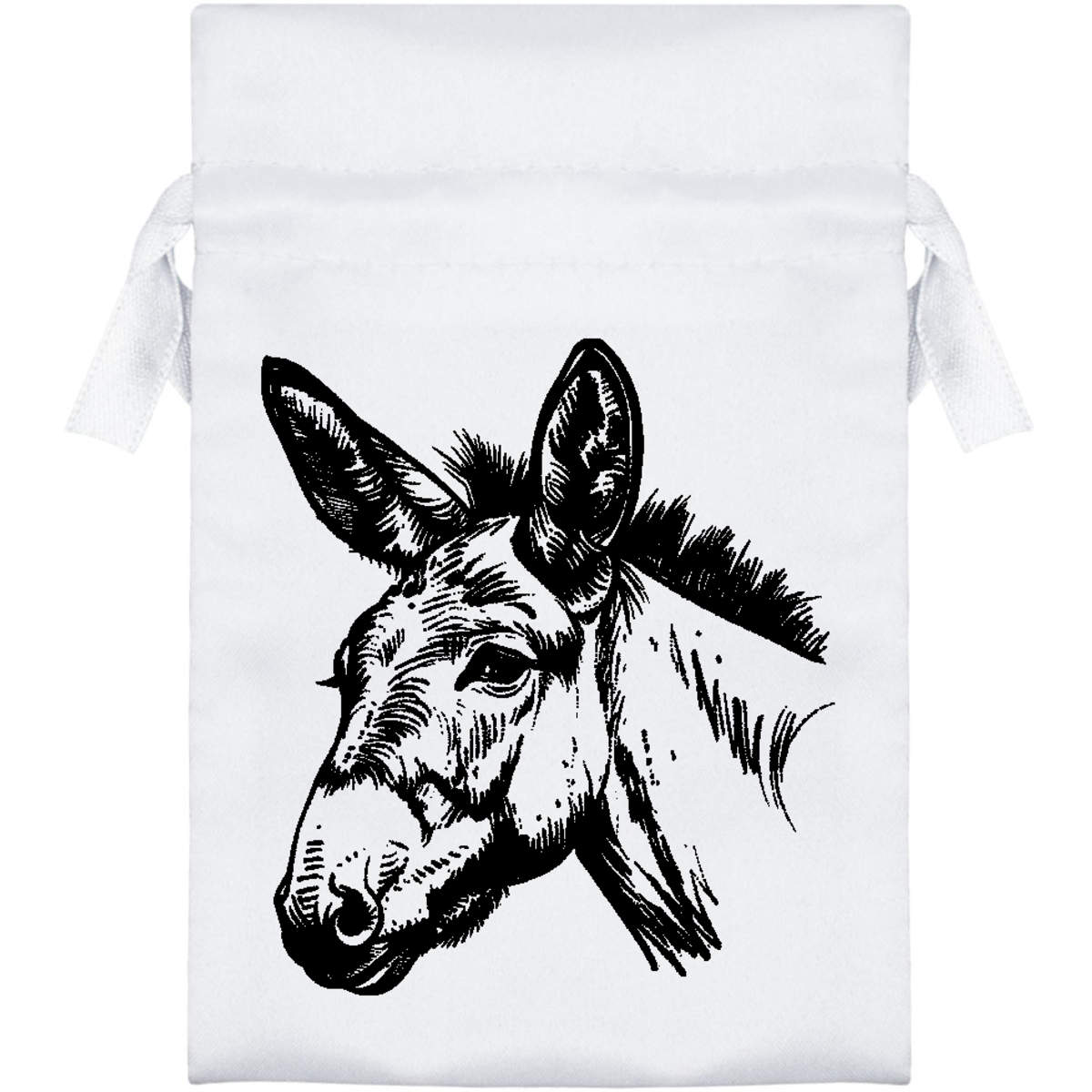 'Donkey Portrait' Satin Drawstring Bag/Pouch (SB056461)