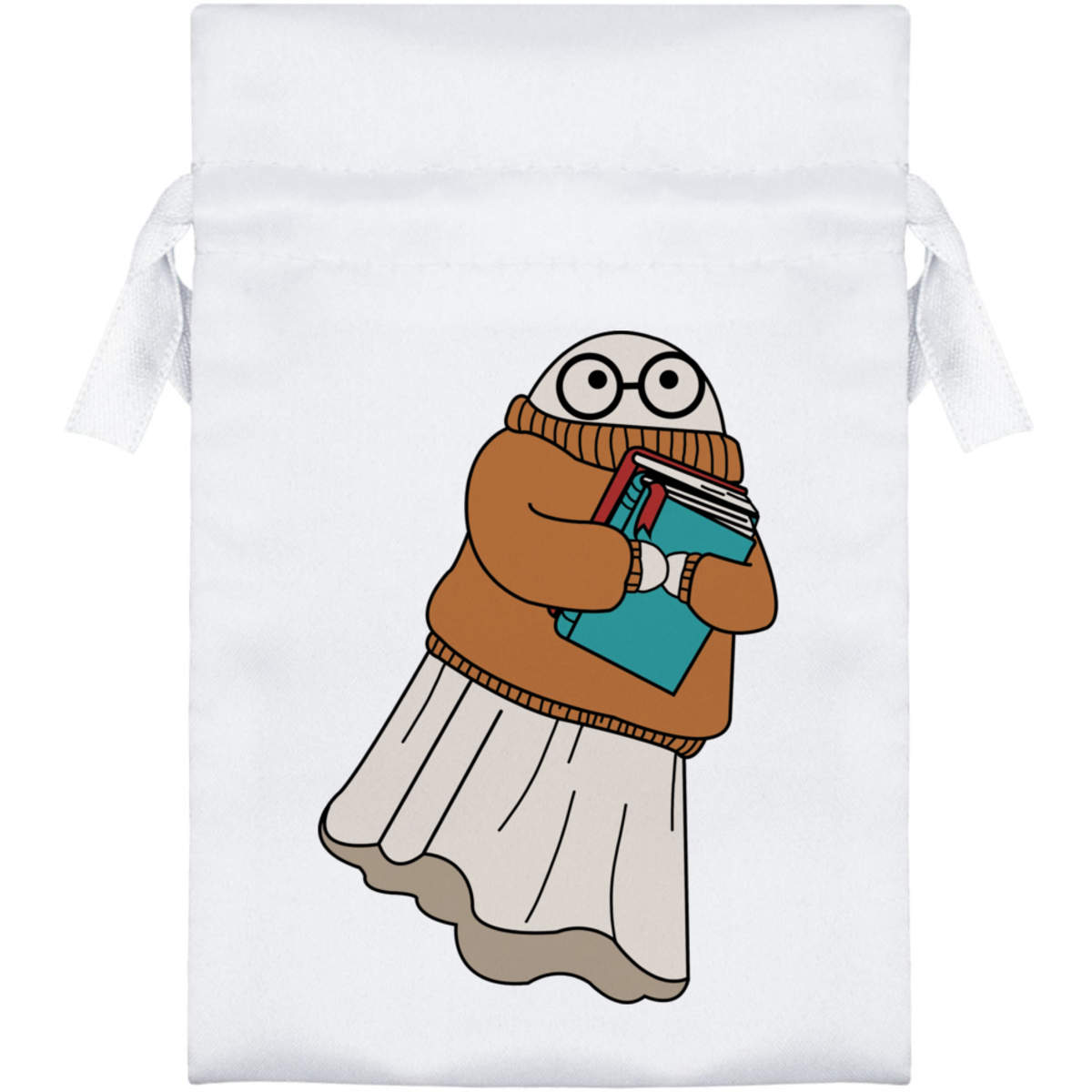 'Lulu The Librarian Ghost' Satin Drawstring Bag/Pouch (SB056825)