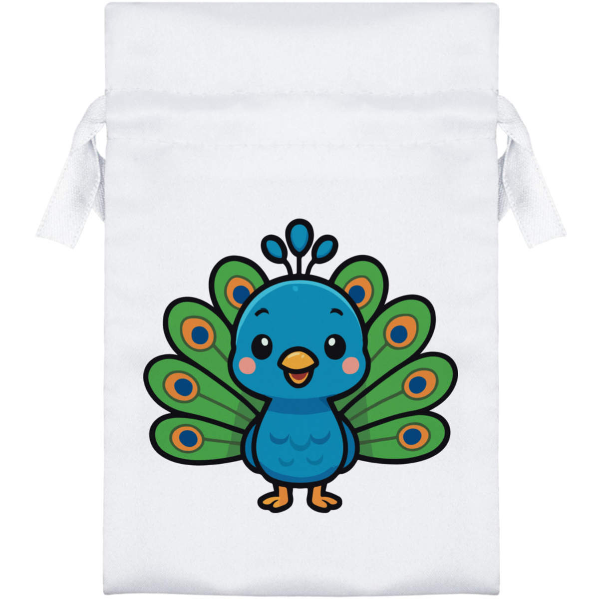 'Cute Peacock' Satin Drawstring Bag/Pouch (SB057358)