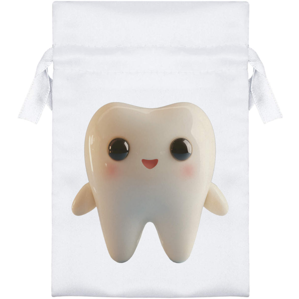 'Cute Tooth' Satin Drawstring Gift Bag - Gift Pouch for Wedding Favours, Jewellery and Parties (SB057579)