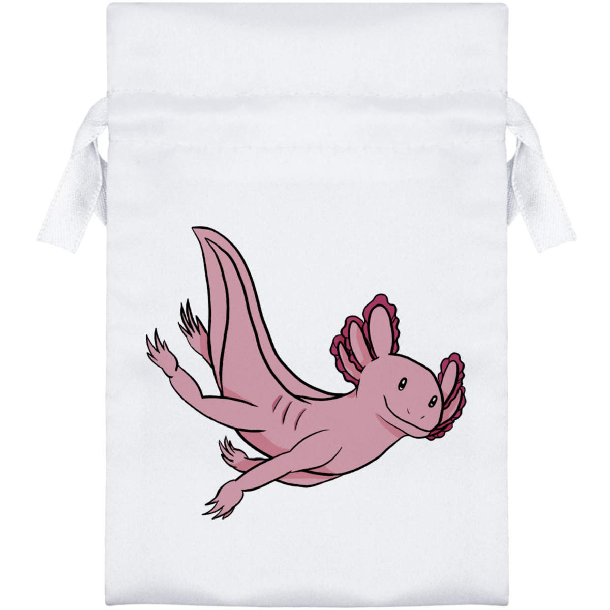 'Cute Swimming Axolotl Cartoon' Satin Drawstring Bag/Pouch (SB063482)