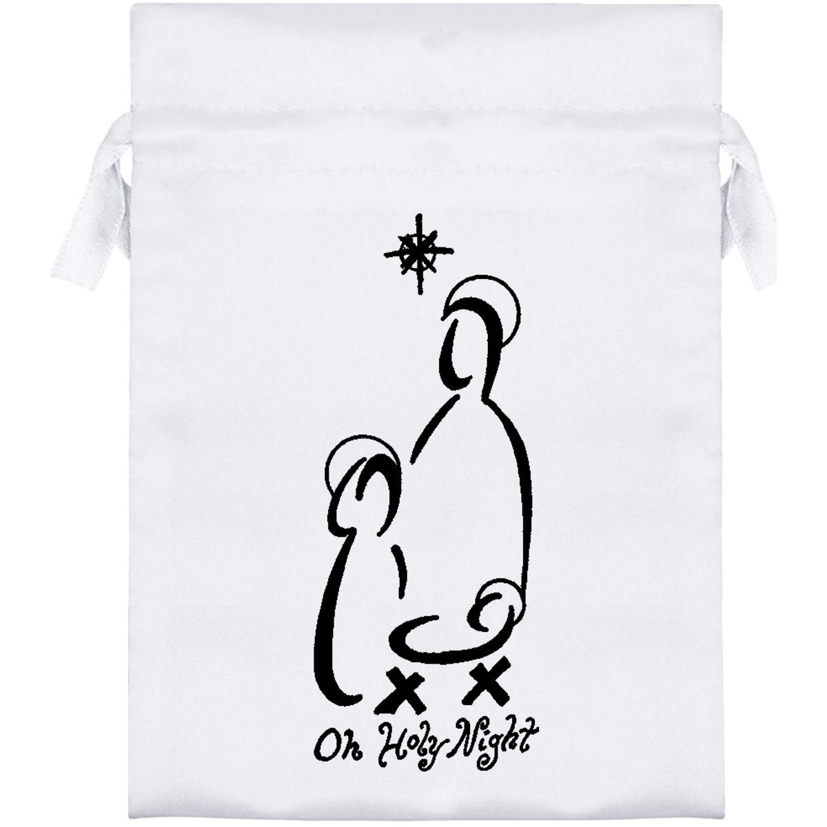 'Nativity Scene' Satin Drawstring Gift Bag - 13cm x 18cm - Pouch for Wedding Favours, Jewellery, Sweets and Parties (SB00014831)