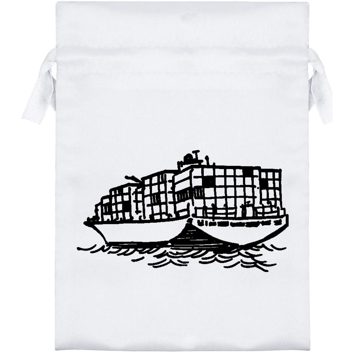 'Container Ship' Satin Drawstring Gift Bag - 13cm x 18cm - Pouch for Wedding Favours, Jewellery, Sweets and Parties (SB00048267)