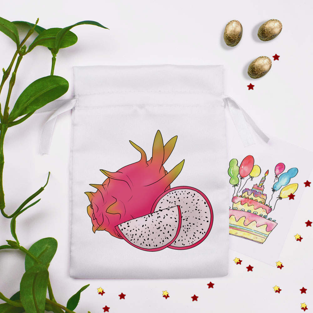 'Pink Dragon Fruit' Satin Drawstring Bag/Pouch (SB039729) - Picture 14 of 25