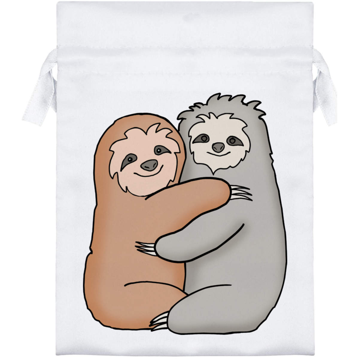 18cm 'Cute Sloths' Satin Drawstring Bag / Pouch (SB00075915)