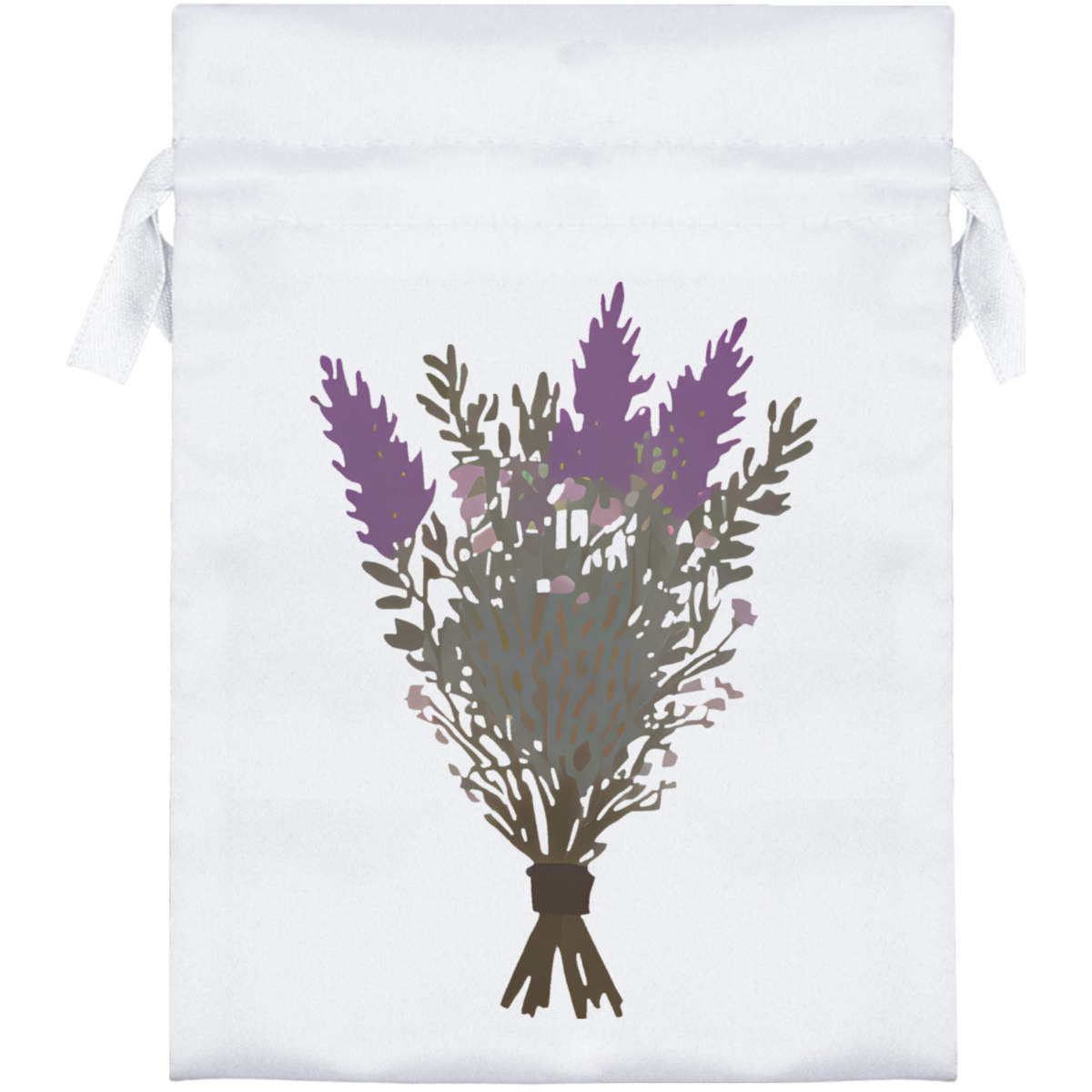 'Scottish Heather Bouquet' Satin Drawstring Gift Bag - 13cm x 18cm - Pouch for Wedding Favours, Jewellery, Sweets and Parties (SB00084987)