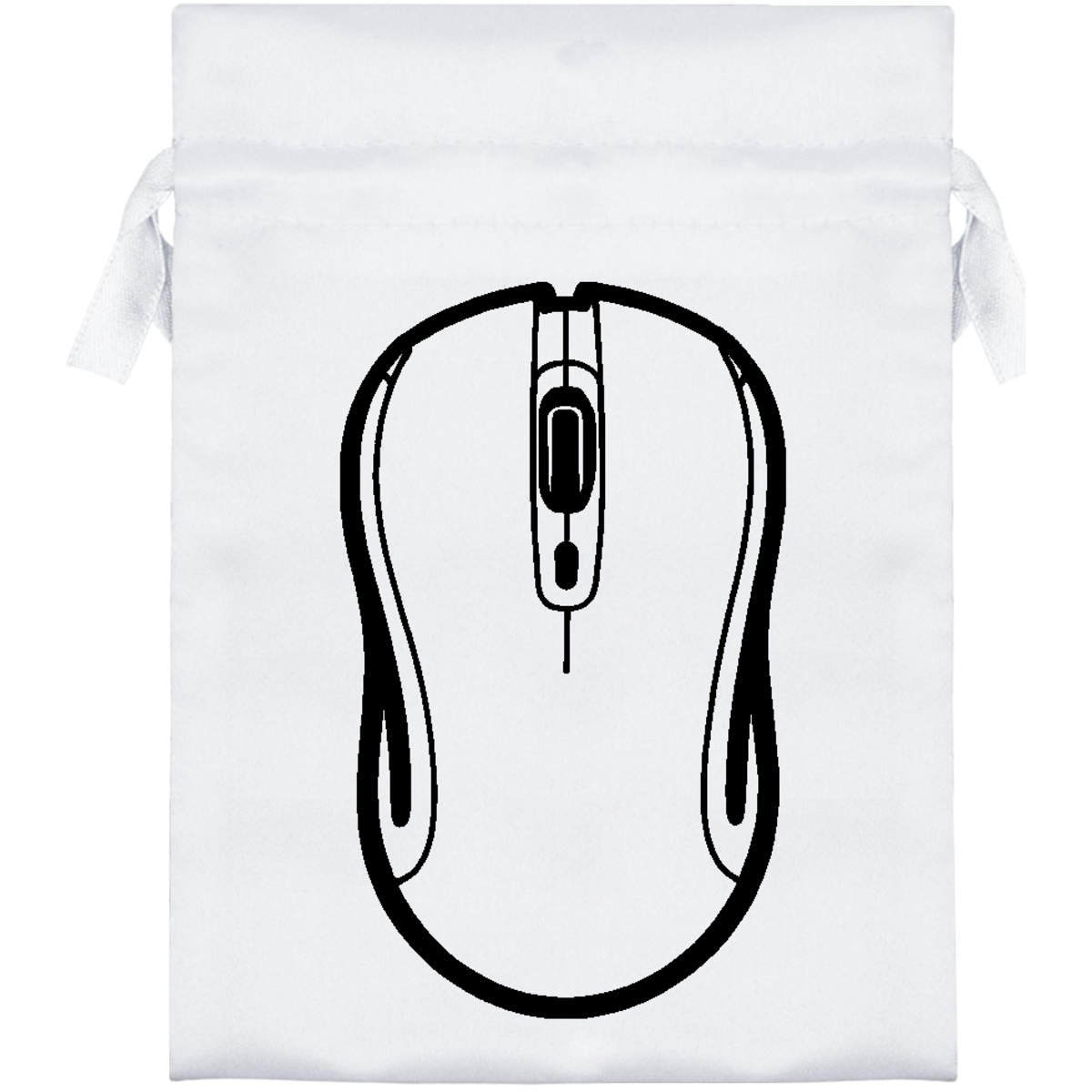 18cm 'Computer Mouse' Satin Drawstring Bag / Pouch (SB00086950)