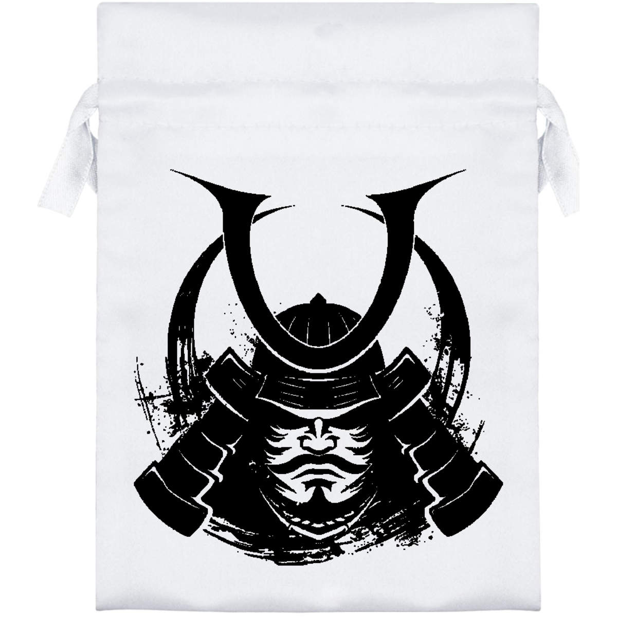 18cm 'Concentration Samurai' Satin Drawstring Bag / Pouch (SB00090050)