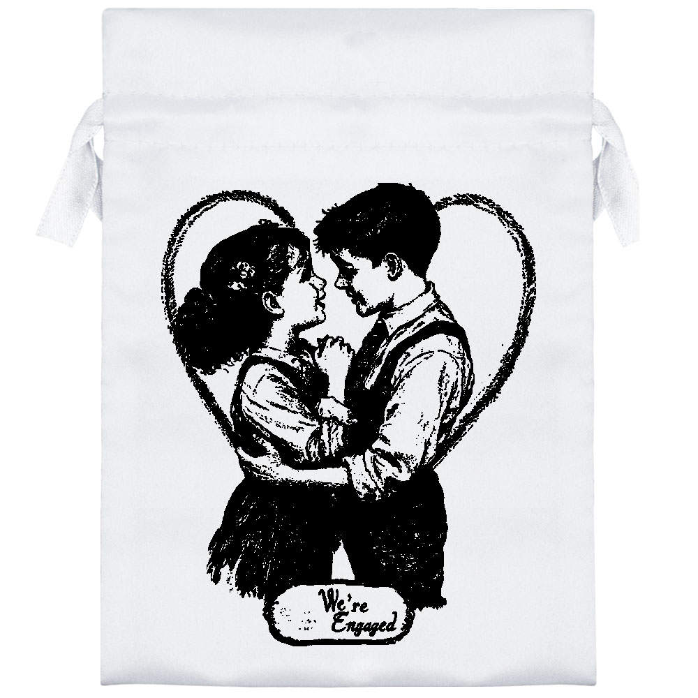 'We're Engaged Boy and Girl ' Satin Drawstring Bag/Pouch (SB049276) - Picture 11 of 25