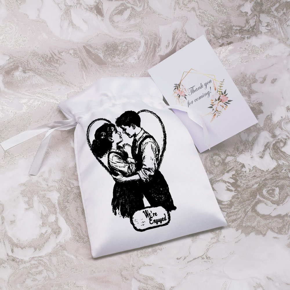 'We're Engaged Boy and Girl ' Satin Drawstring Bag/Pouch (SB049276) - Picture 12 of 25