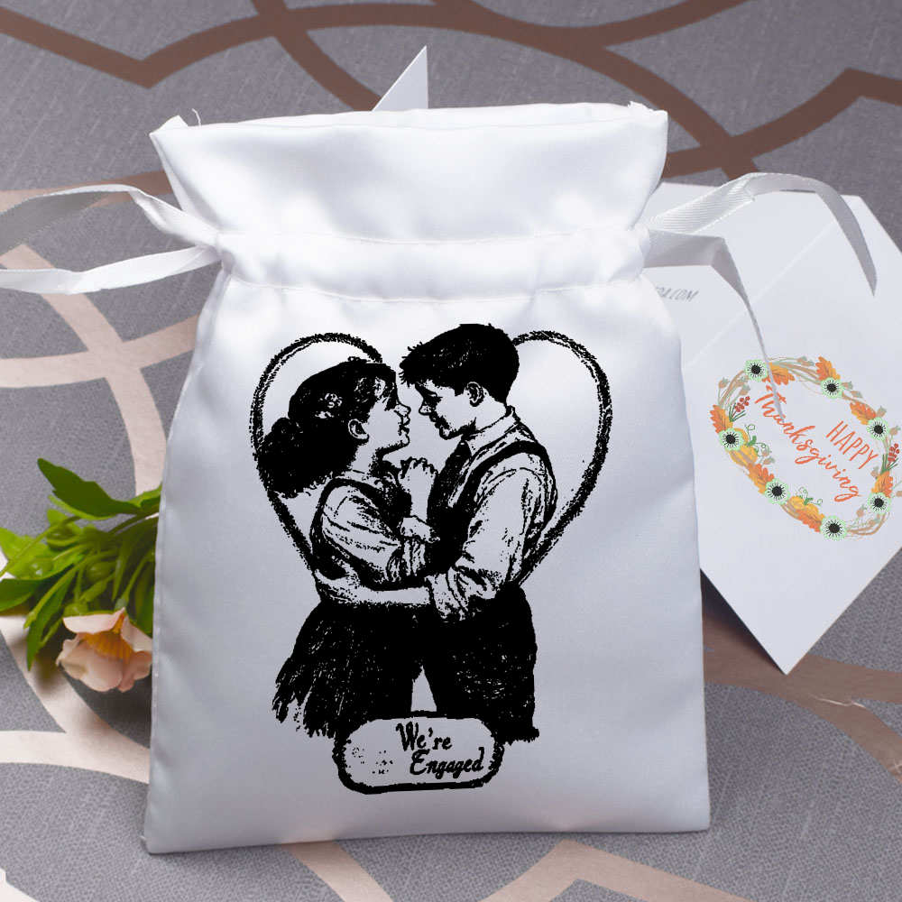 'We're Engaged Boy and Girl ' Satin Drawstring Bag/Pouch (SB049276) - Picture 15 of 25