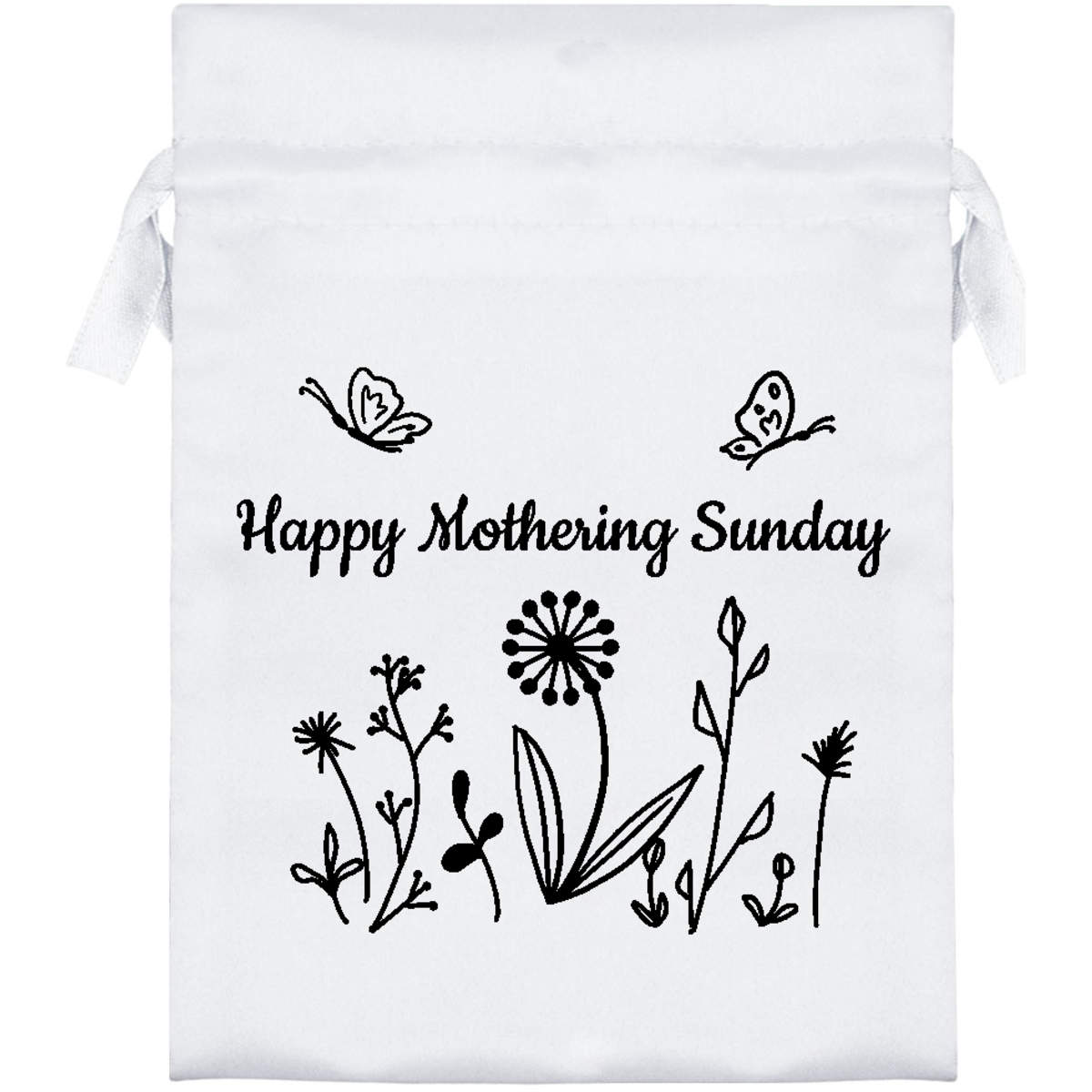 18cm 'Happy Mothering Sunday' Satin Drawstring Bag / Pouch (SB00109534)