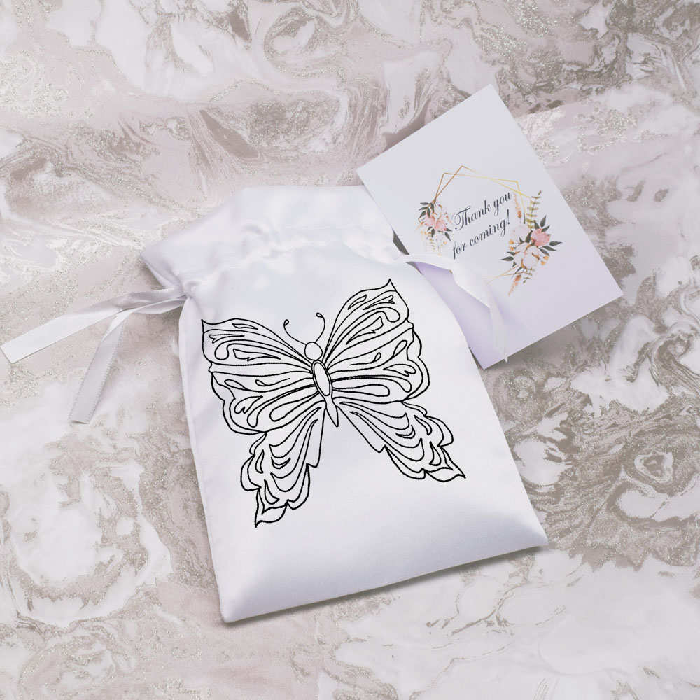 'Butterfly' Satin Drawstring Bag/Pouch (SB052029) - Picture 12 of 25