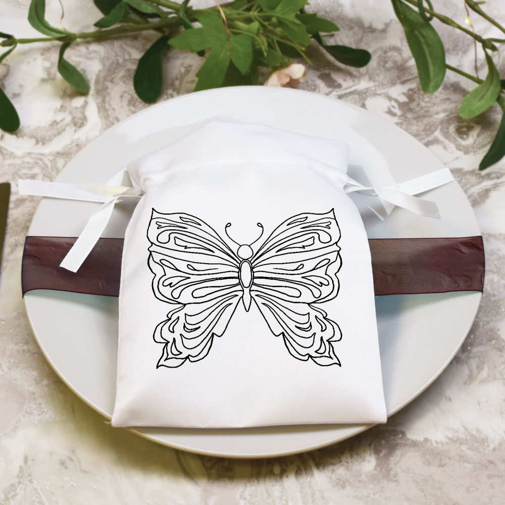 'Butterfly' Satin Drawstring Bag/Pouch (SB052029) - Picture 13 of 25
