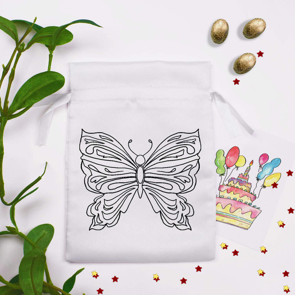 'Butterfly' Satin Drawstring Bag/Pouch (SB052029) - Picture 14 of 25