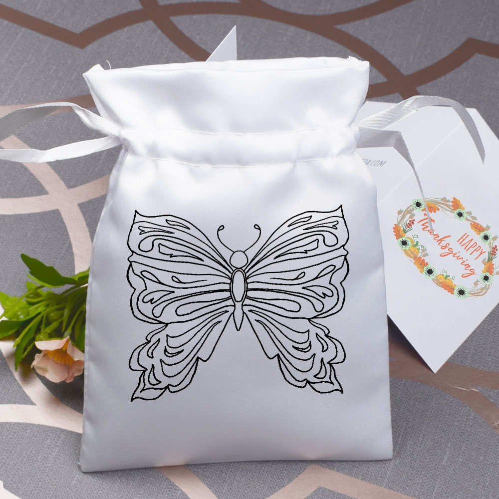'Butterfly' Satin Drawstring Bag/Pouch (SB052029) - Picture 15 of 25