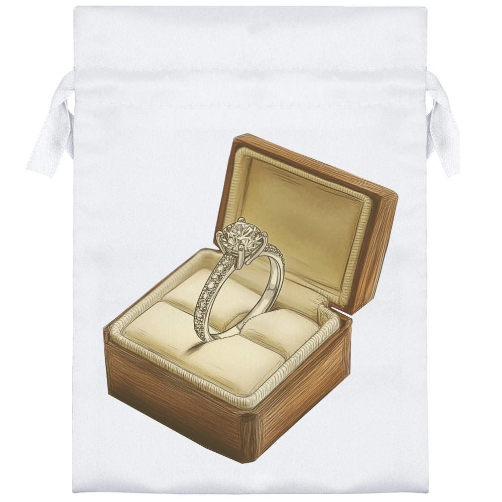 'Diamond Engagement Ring in Ring Box' Satin Drawstring Bag/Pouch (SB052193) - Picture 11 of 25