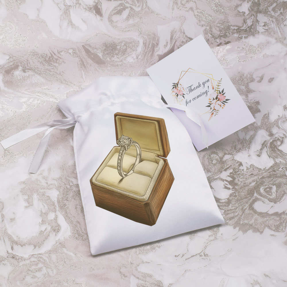 'Diamond Engagement Ring in Ring Box' Satin Drawstring Bag/Pouch (SB052193) - Picture 12 of 25