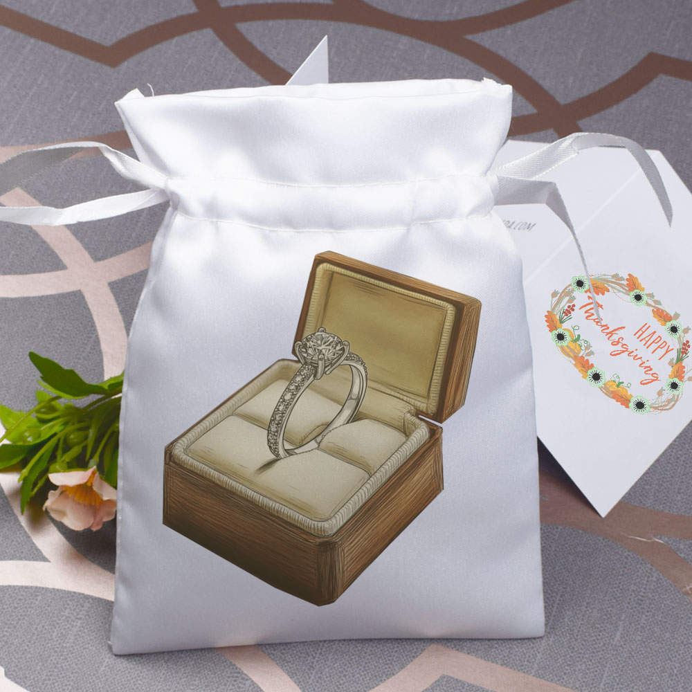 'Diamond Engagement Ring in Ring Box' Satin Drawstring Bag/Pouch (SB052193) - Picture 15 of 25