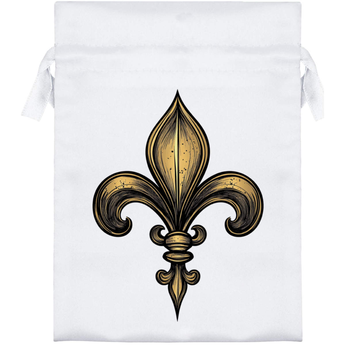 'Fleur De Lis' Satin Drawstring Gift Bag - 13cm x 18cm - Pouch for Wedding Favours, Jewellery, Sweets and Parties (SB00114022)