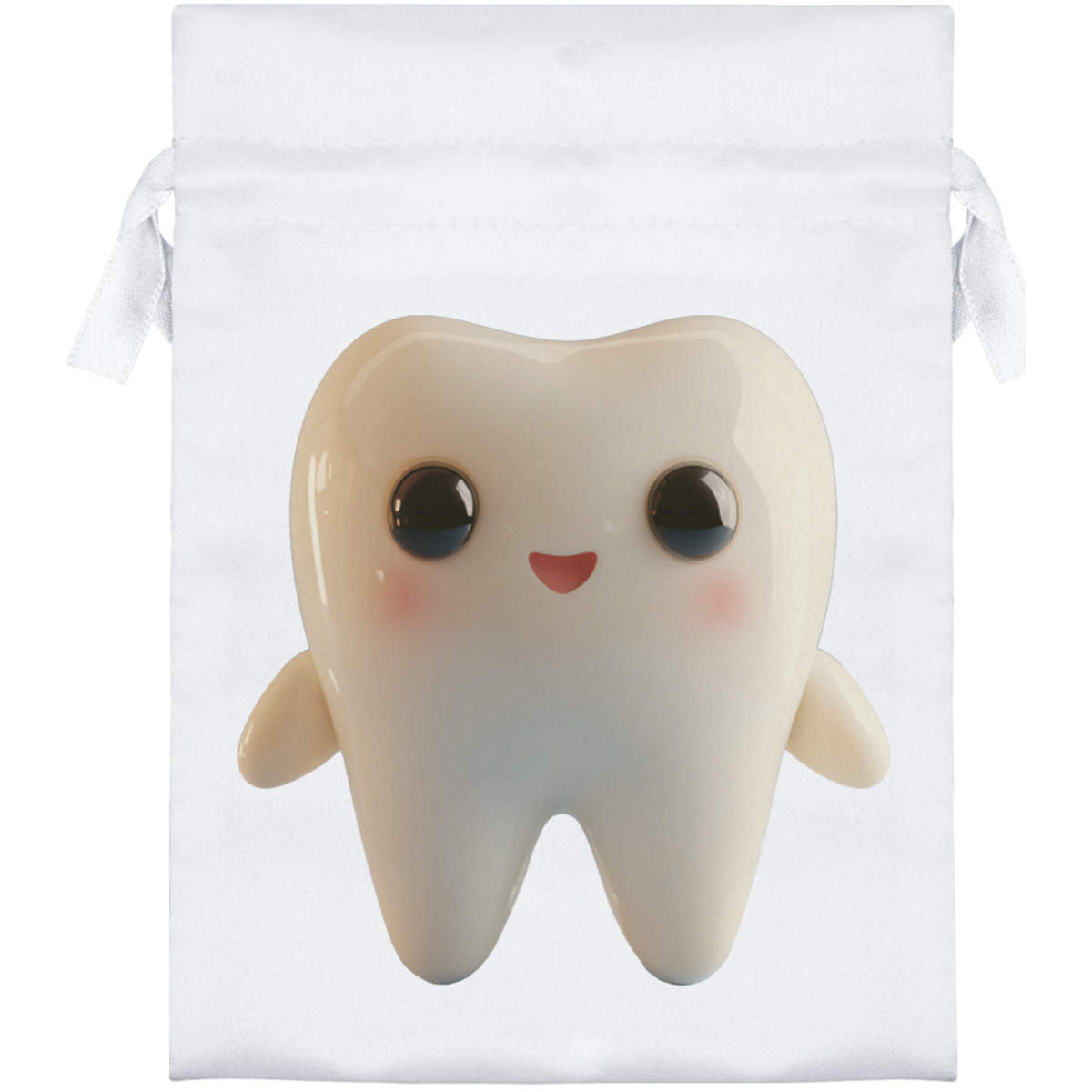 'Cute Tooth' Satin Drawstring Gift Bag - 13cm x 18cm - Pouch for Wedding Favours, Jewellery, Sweets and Parties (SB00132990)