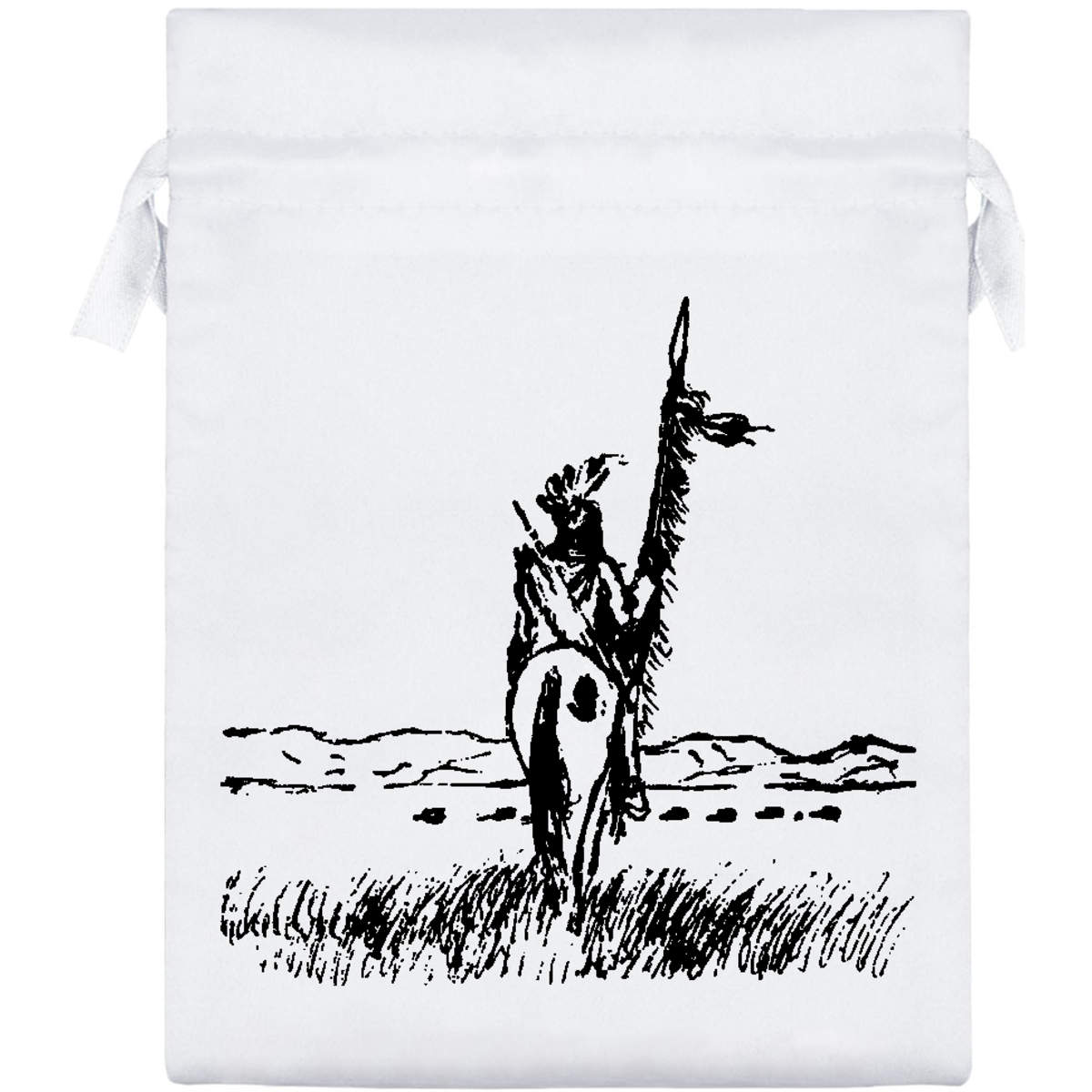 'Native American' Satin Drawstring Gift Bag - 15cm x 20cm - Pouch for Wedding Favours, Jewellery, Sweets and Parties (SB00003984)