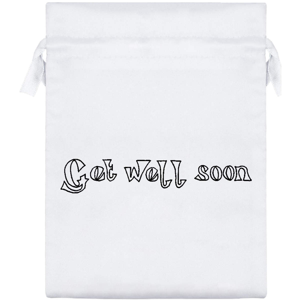 'Get Well Soon' Satin Drawstring Gift Bag - 15cm x 20cm - Pouch for Wedding Favours, Jewellery, Sweets and Parties (SB00010868)