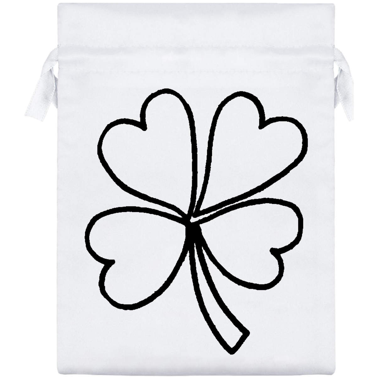 20cm 'Four Leaf Clover' Satin Drawstring Bag / Pouch (SB00014160)