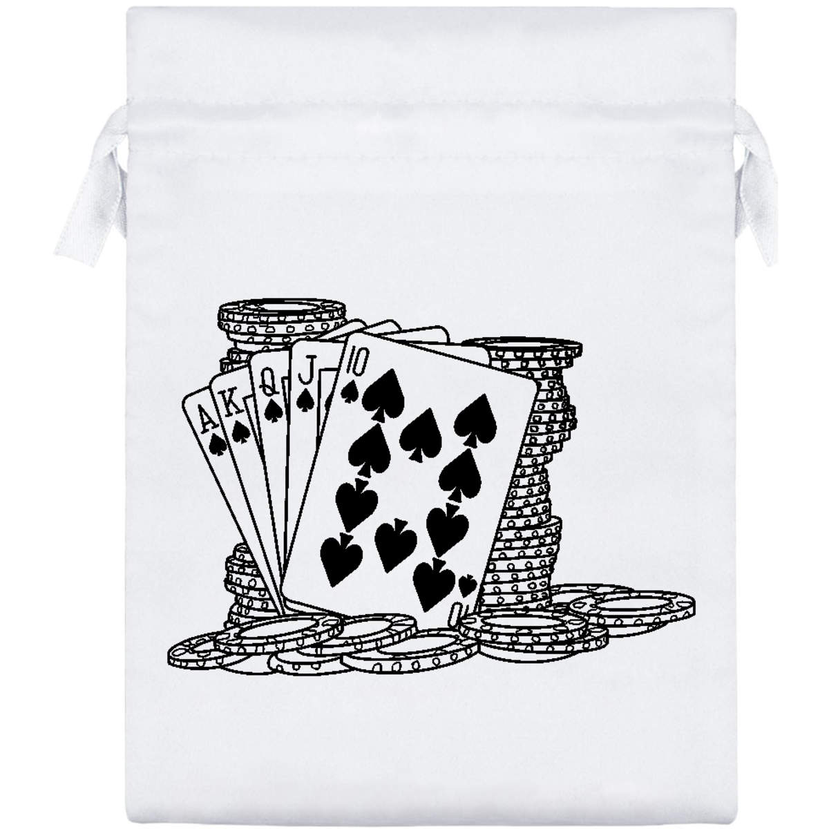 'Cards & Poker Chips' Satin Drawstring Gift Bag - 15cm x 20cm - Pouch for Wedding Favours, Jewellery, Sweets and Parties (SB00064712)