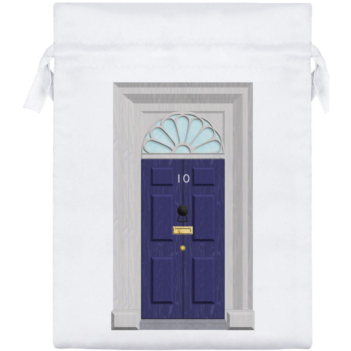 'No. 10 Downing Street' Satin Drawstring Gift Bag - 15cm x 20cm - Pouch for Wedding Favours, Jewellery, Sweets and Parties (SB00093227)