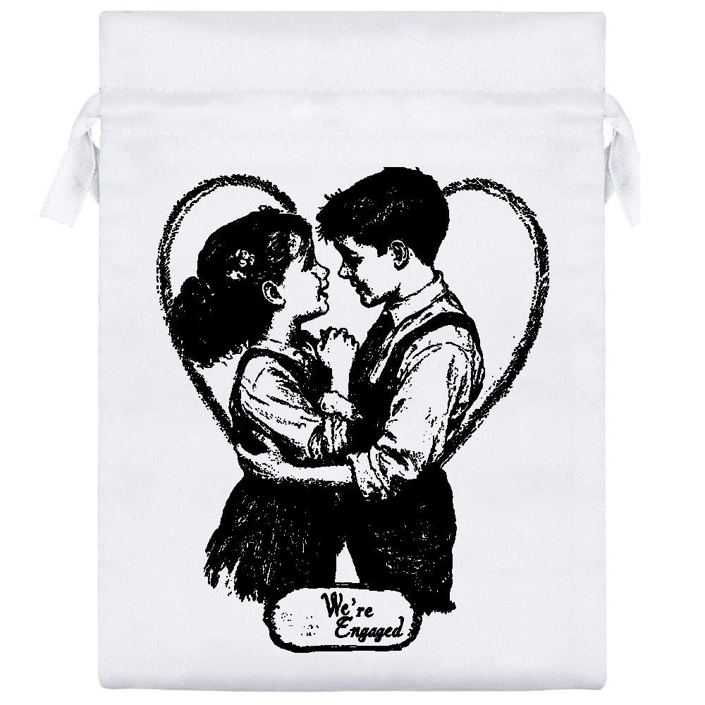 'We're Engaged Boy and Girl ' Satin Drawstring Bag/Pouch (SB049276) - Picture 16 of 25