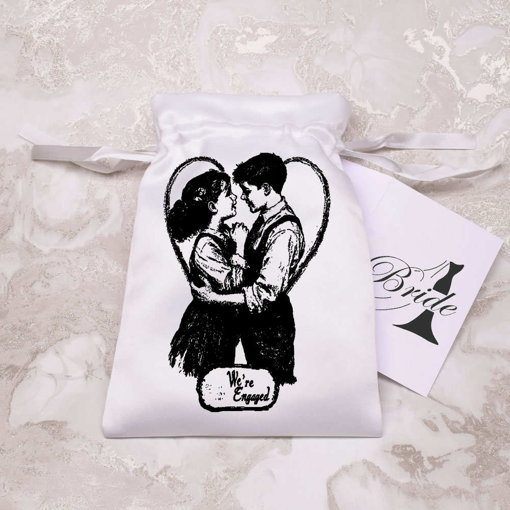 'We're Engaged Boy and Girl ' Satin Drawstring Bag/Pouch (SB049276) - Picture 17 of 25