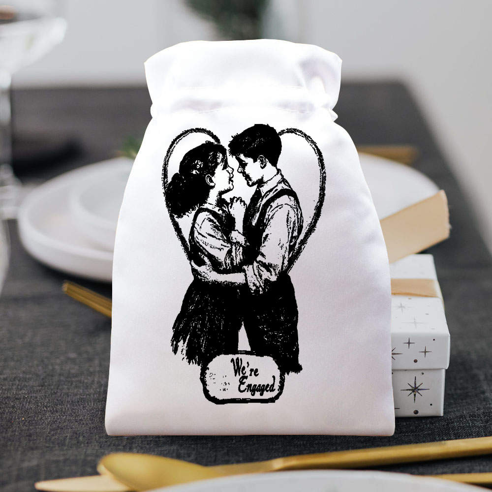 'We're Engaged Boy and Girl ' Satin Drawstring Bag/Pouch (SB049276) - Picture 20 of 25