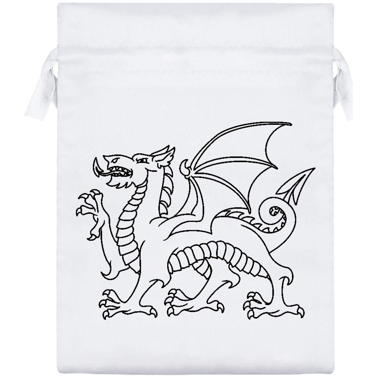 'Traditional Welsh Dragon' Satin Drawstring Gift Bag - 15cm x 20cm - Pouch for Wedding Favours, Jewellery, Sweets and Parties (SB00106663)