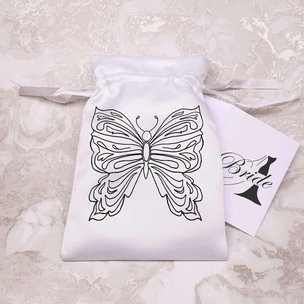 'Butterfly' Satin Drawstring Bag/Pouch (SB052029) - Picture 17 of 25