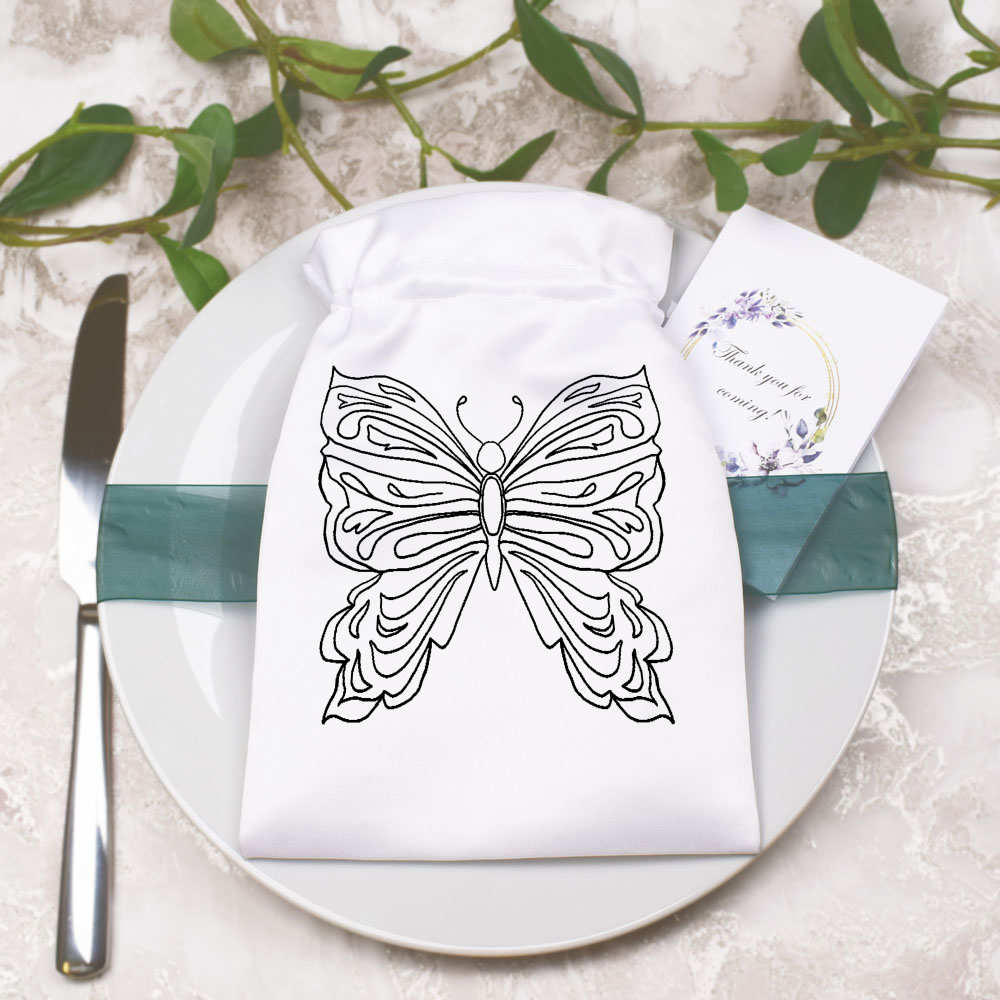 'Butterfly' Satin Drawstring Bag/Pouch (SB052029) - Picture 18 of 25